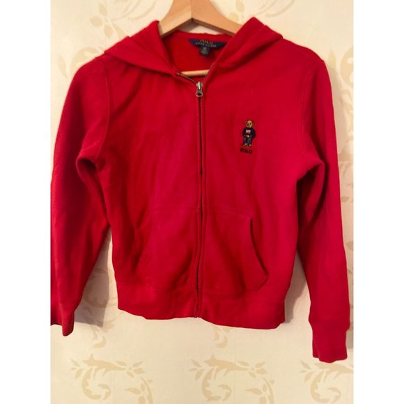 Boys Size 8 Polo Ralph Lauren Polo REd Bear Zip Sweatshirt Jacket